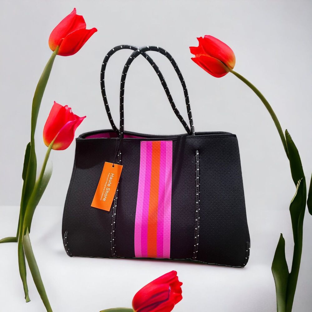Haute Shore Greyson Tote Bag, Black, Pink & Orange